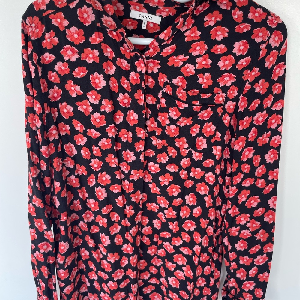 GANNI floral print blouse